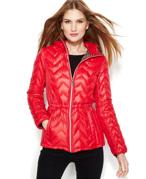 knit leather collarless jacket michael kors|Michael Kors packable jacket women.